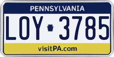 PA license plate LOY3785
