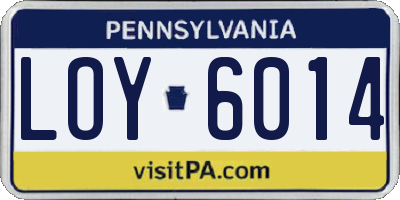PA license plate LOY6014