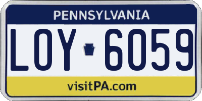 PA license plate LOY6059