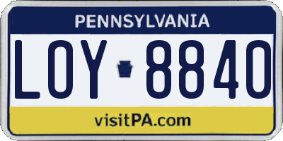 PA license plate LOY8840