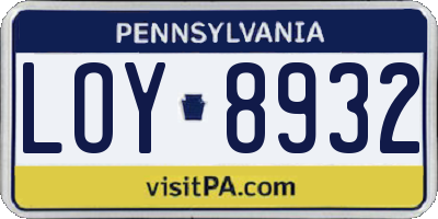 PA license plate LOY8932