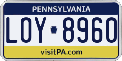 PA license plate LOY8960