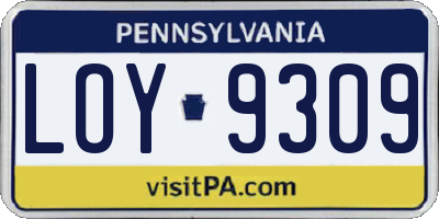 PA license plate LOY9309