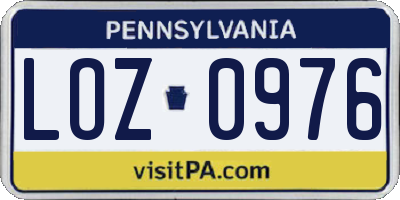 PA license plate LOZ0976