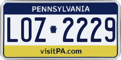 PA license plate LOZ2229