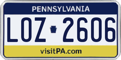 PA license plate LOZ2606
