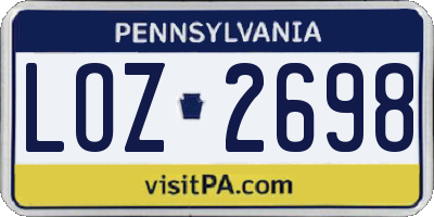 PA license plate LOZ2698