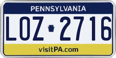 PA license plate LOZ2716