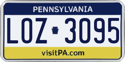 PA license plate LOZ3095