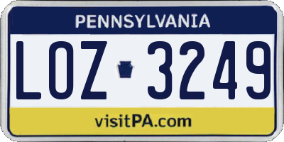 PA license plate LOZ3249