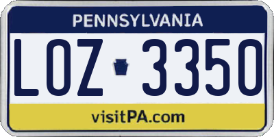 PA license plate LOZ3350