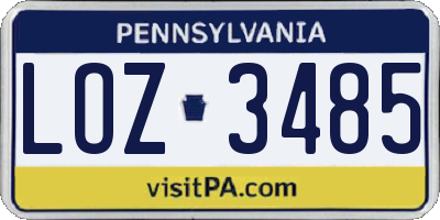 PA license plate LOZ3485