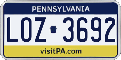 PA license plate LOZ3692