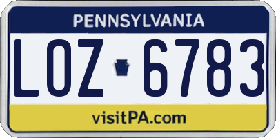 PA license plate LOZ6783