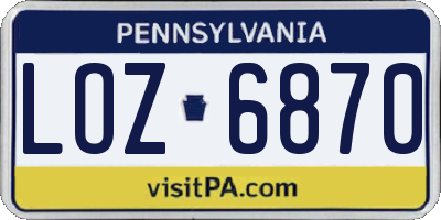 PA license plate LOZ6870
