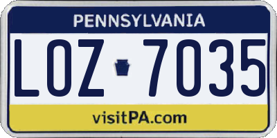 PA license plate LOZ7035