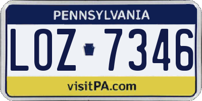 PA license plate LOZ7346