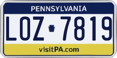 PA license plate LOZ7819