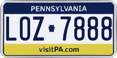 PA license plate LOZ7888