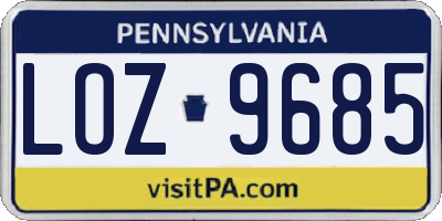 PA license plate LOZ9685