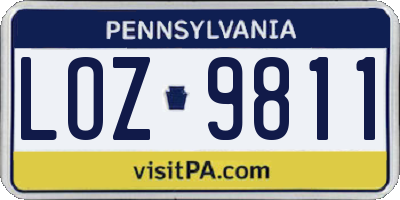 PA license plate LOZ9811