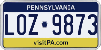 PA license plate LOZ9873