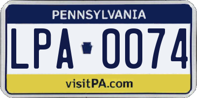 PA license plate LPA0074