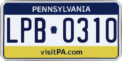 PA license plate LPB0310