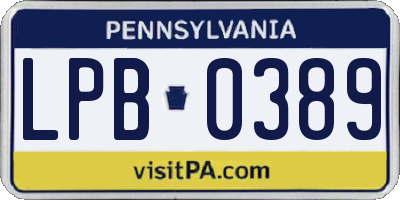 PA license plate LPB0389