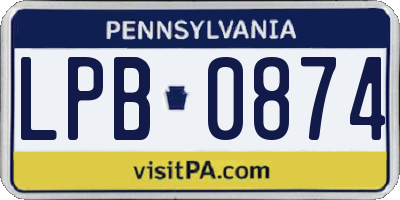 PA license plate LPB0874