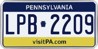 PA license plate LPB2209