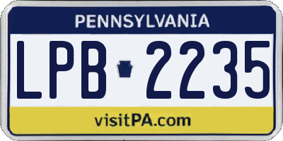 PA license plate LPB2235