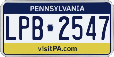 PA license plate LPB2547