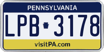 PA license plate LPB3178