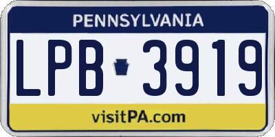 PA license plate LPB3919