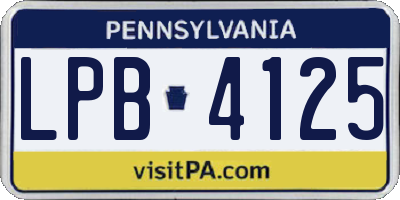 PA license plate LPB4125