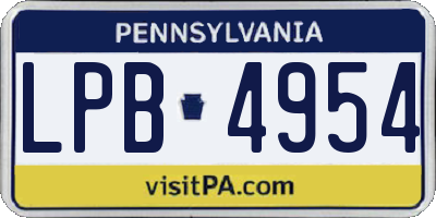 PA license plate LPB4954