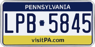 PA license plate LPB5845