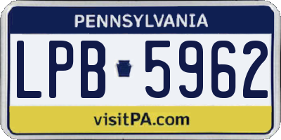 PA license plate LPB5962