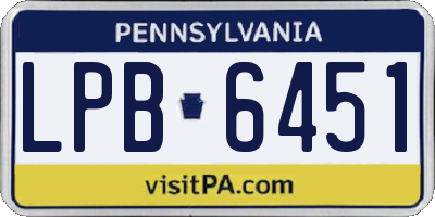 PA license plate LPB6451