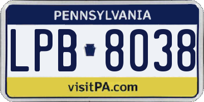 PA license plate LPB8038