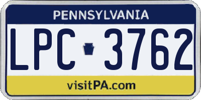 PA license plate LPC3762