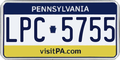 PA license plate LPC5755
