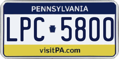 PA license plate LPC5800
