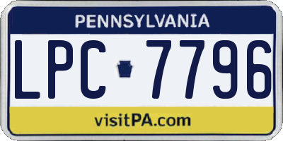 PA license plate LPC7796