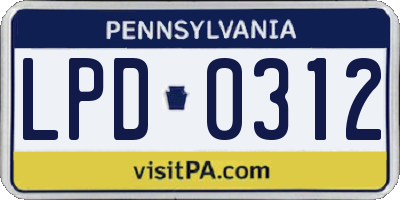 PA license plate LPD0312