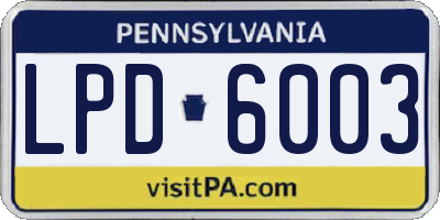 PA license plate LPD6003