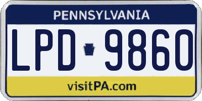PA license plate LPD9860