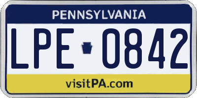 PA license plate LPE0842