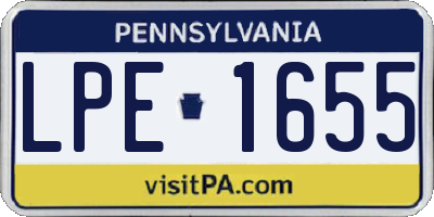 PA license plate LPE1655